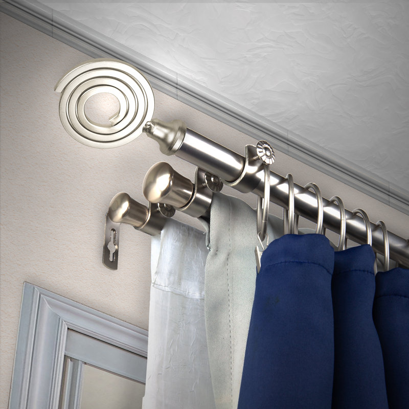 Ensemble de tringle à rideaux réglable 0,81 po, Nickel satiné, 48" - 84"
