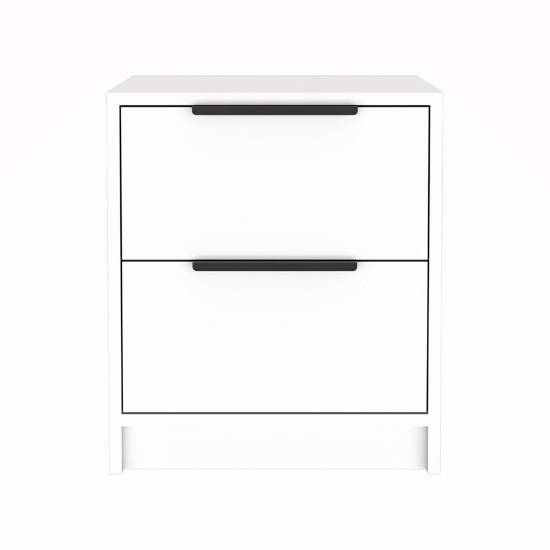 Table de chevet 2 tiroirs, Blanc