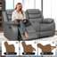 Causeuse inclinable manuelle en similicuir Lacreta Humes, canapé inclinable 2 places avec console centrale et porte-gobelets, canapé de cinéma maison inclinable pour le salon-103563020