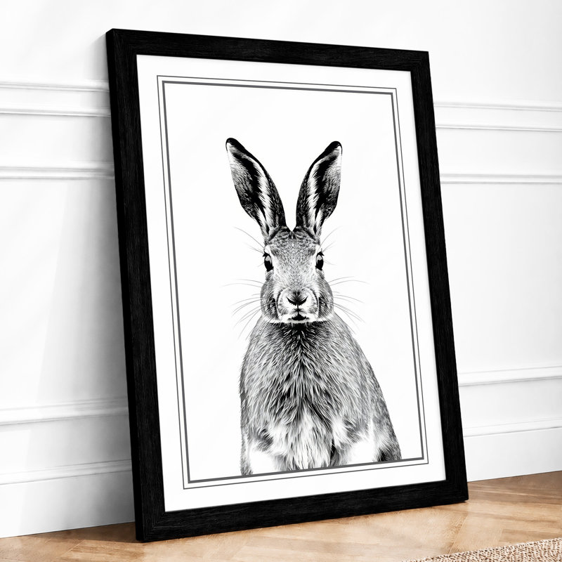 Hare Observational Study Botanical - Framed Print, A2 - 59.4 x 42.0 cm, Black