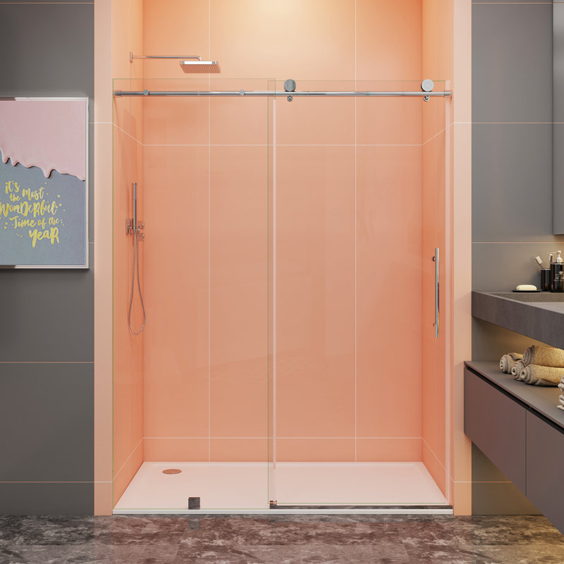 Opal Mirage MCOCOD 56" - 60" W x 72" H Sliding Frameless Soft Closing Shower Door with 5/16"(8mm)Clear Glass, Chrome