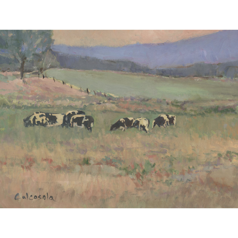 Cows In Pasture by Stephen Calcasola - Wrapped Canvas Print, 30 cm H x 46 cm W