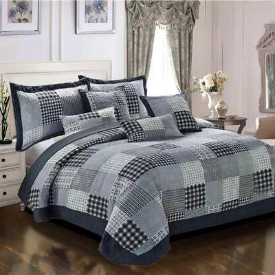 Oropeza Polyester Patchwork Bedspread with Pillow Shams Included