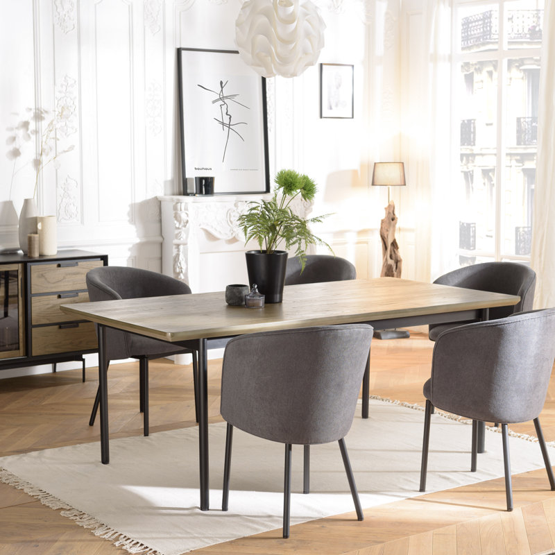 Indelicato Oak Metal Base Dining Table