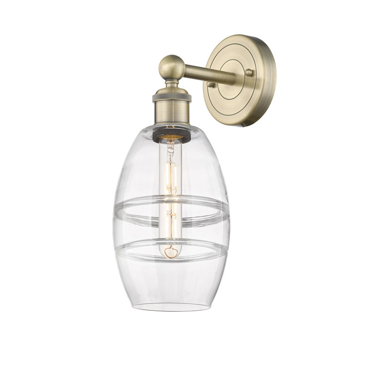 Applique murale en acier Bettylou, H 10,38 po x l 5,88 po x P 7,44 po, Transparent, Laiton antique
