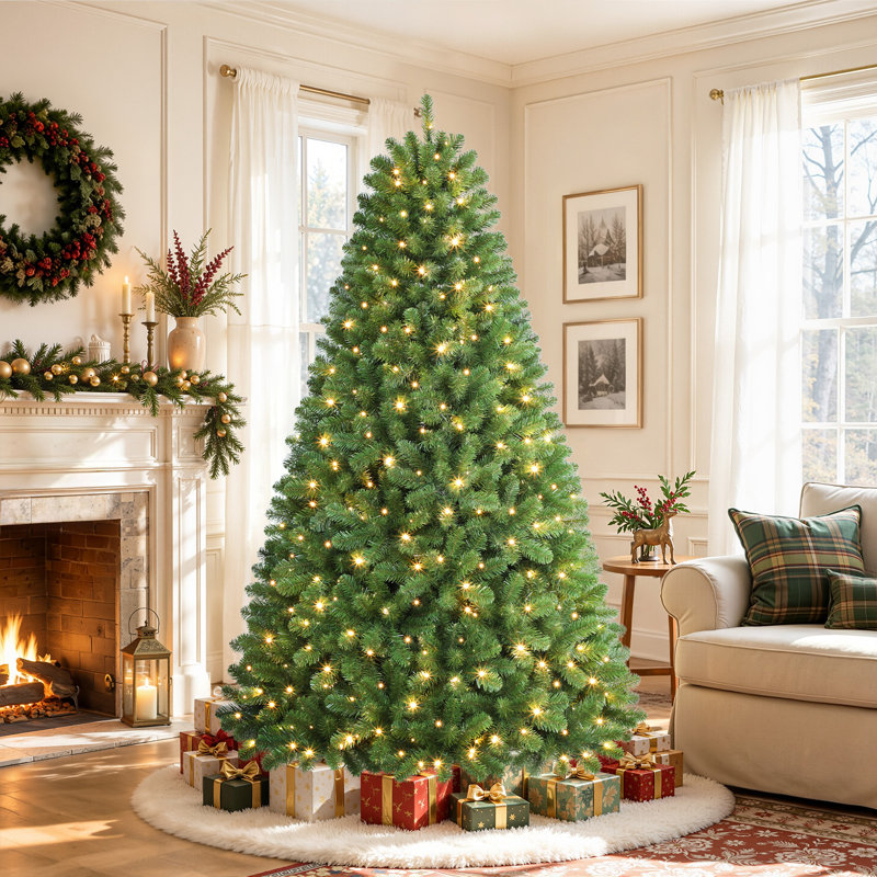 Lighted Artificial Christmas Tree  with Warm White Lights, 7' H