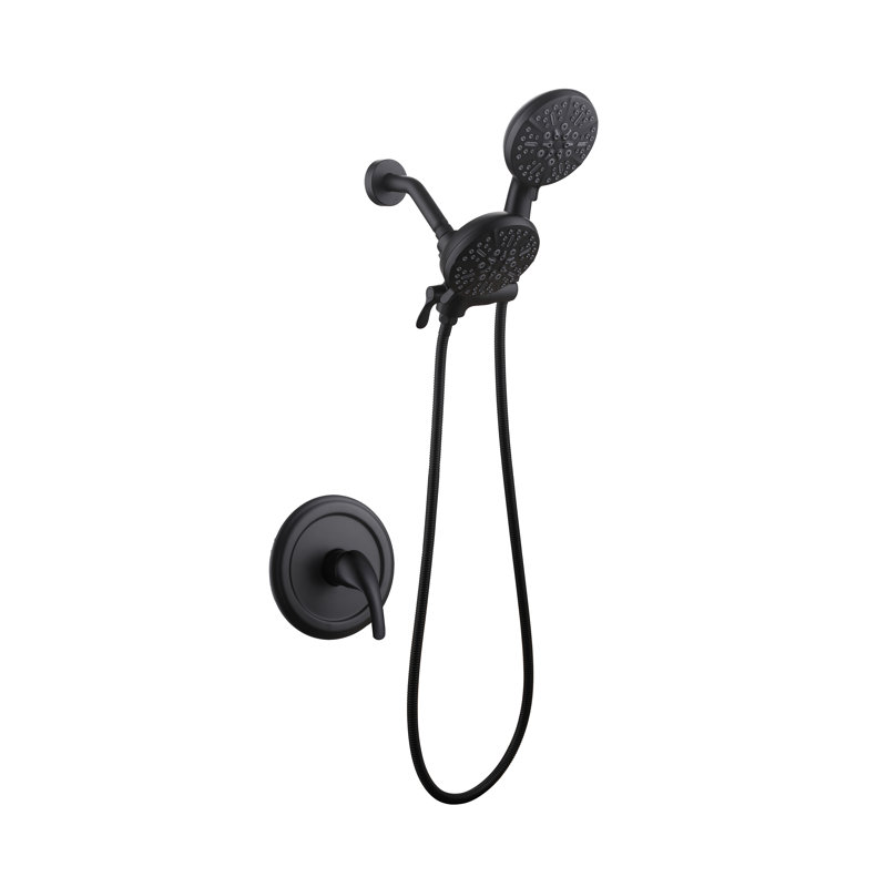 Ensemble de douche encastrée en laiton Weshe, Noir mat