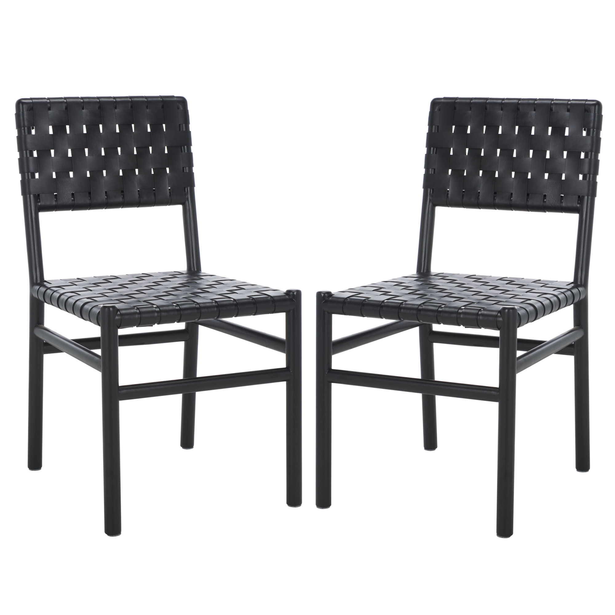 Jeremiah Woven Leather Dining Chair, Black