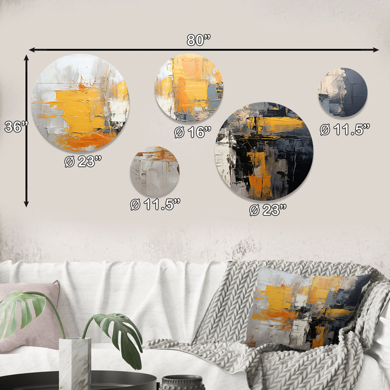 Cordarro - Collages abstraits, ensemble d'art mural rond de 5