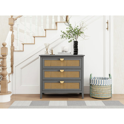 Armoire 3 tiroirs avec commode grise fonctionnelle de 30 po de hauteur et de couleur grise fonctionnelle de 18 po