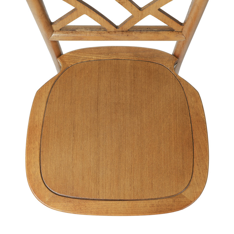 Chaise empilable commerciale en bois massif avec dossier complexe, 2, Brun
