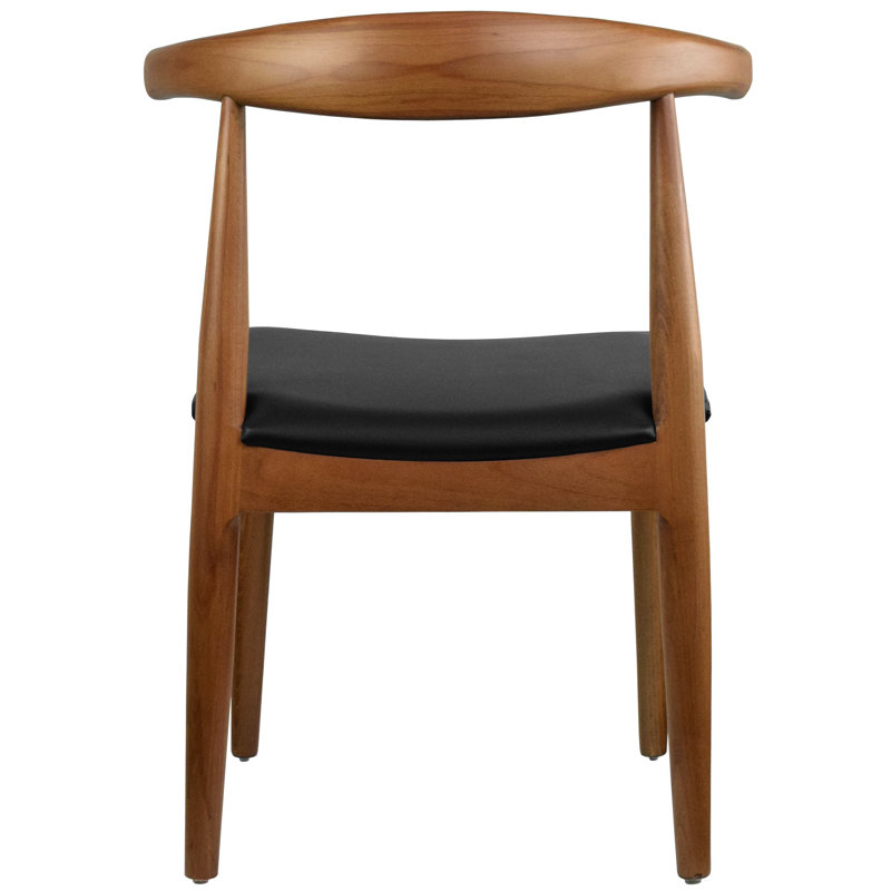 Corrigan Studio Solid Wood Dining Chairs (Set of 2) – PU Leather Cushioned Seat & Low Open Back, Mid‑Century Modern, Espresso