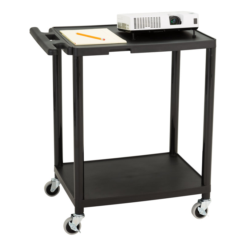 2-Shelf Plastic Mobile Utility AV Cart with Casters
