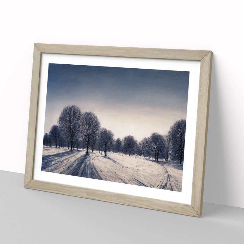 XH1022-10190X Winter Forest Landscape Vol.6 - Single Picture Frame Print, 25cm H x 34cm W x 2cm D, Oak