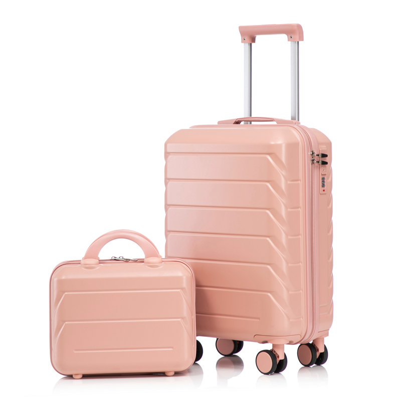 14 "/ 20" 2 pièces / ensemble dans un bagage à roulettes en ABS, avec serrure à combinaison, étui à cosmétiques 14 "
