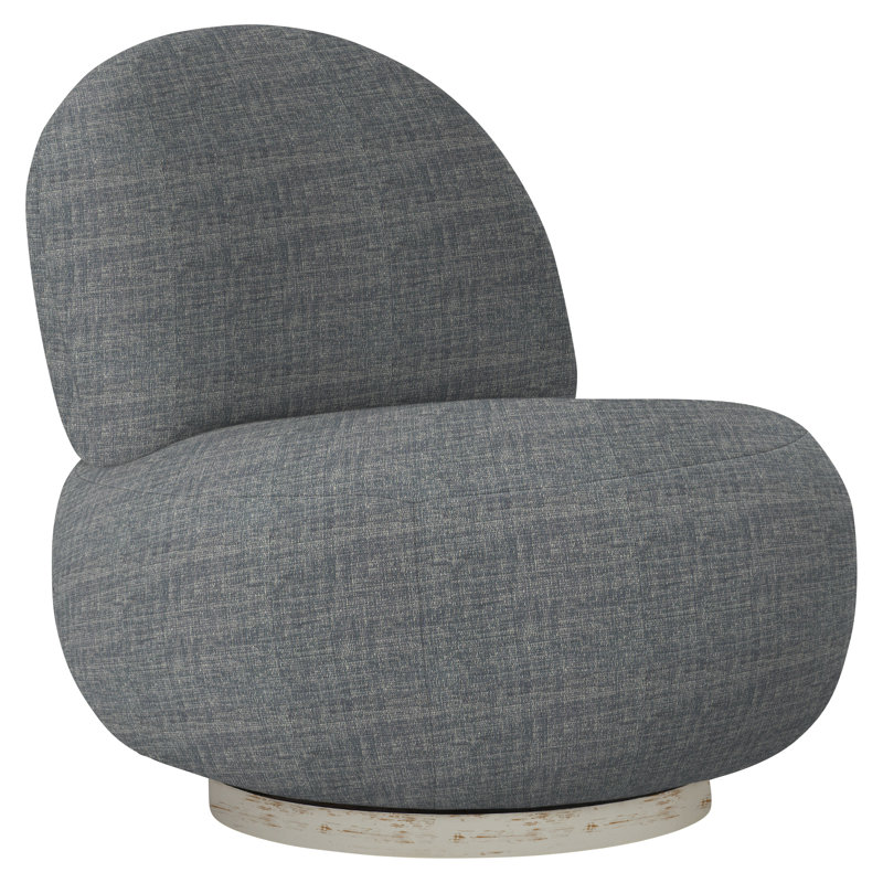 Lulu 29'' Wide Swivel Side Chair, Dark Grey Chenille 5533-011, Antique White