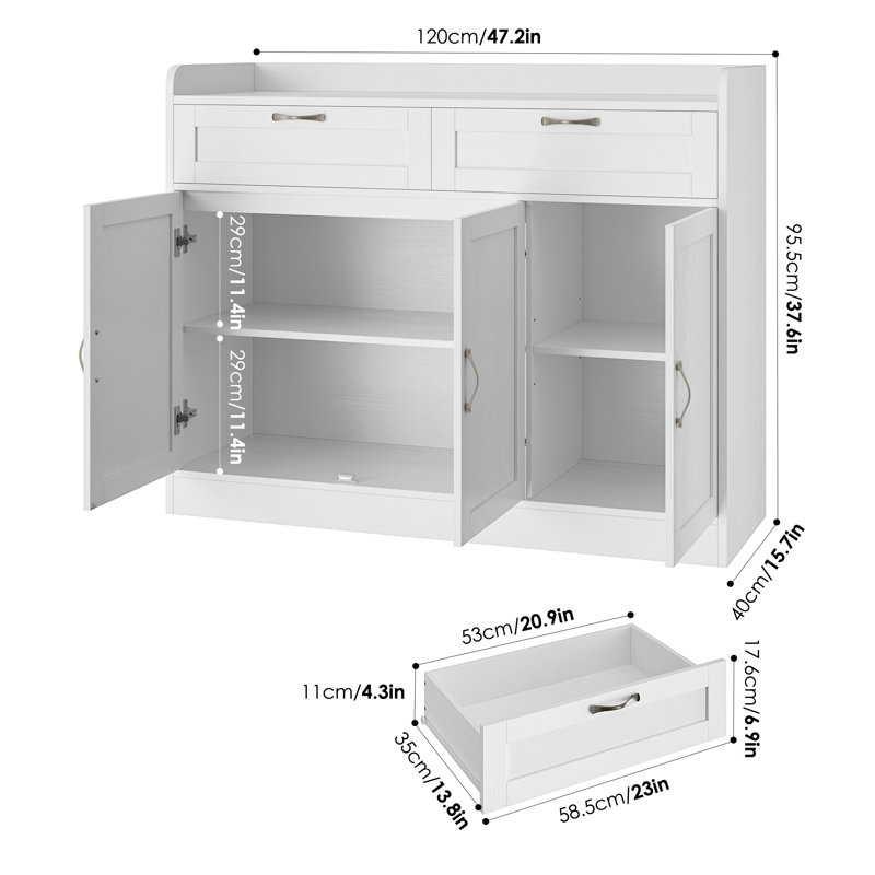 Breege 47.2"W Sideboard With Adjustable Shelf