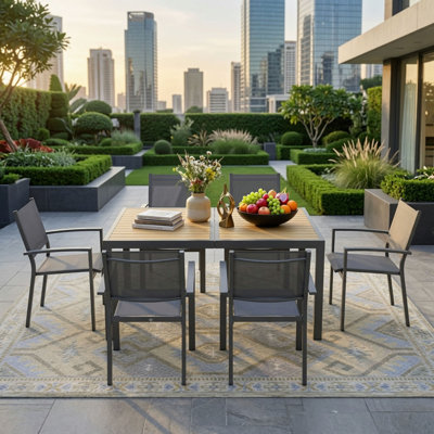 Set of 6, Heavy duty Metal Outdoor Patio Chair – All Weather Textilene