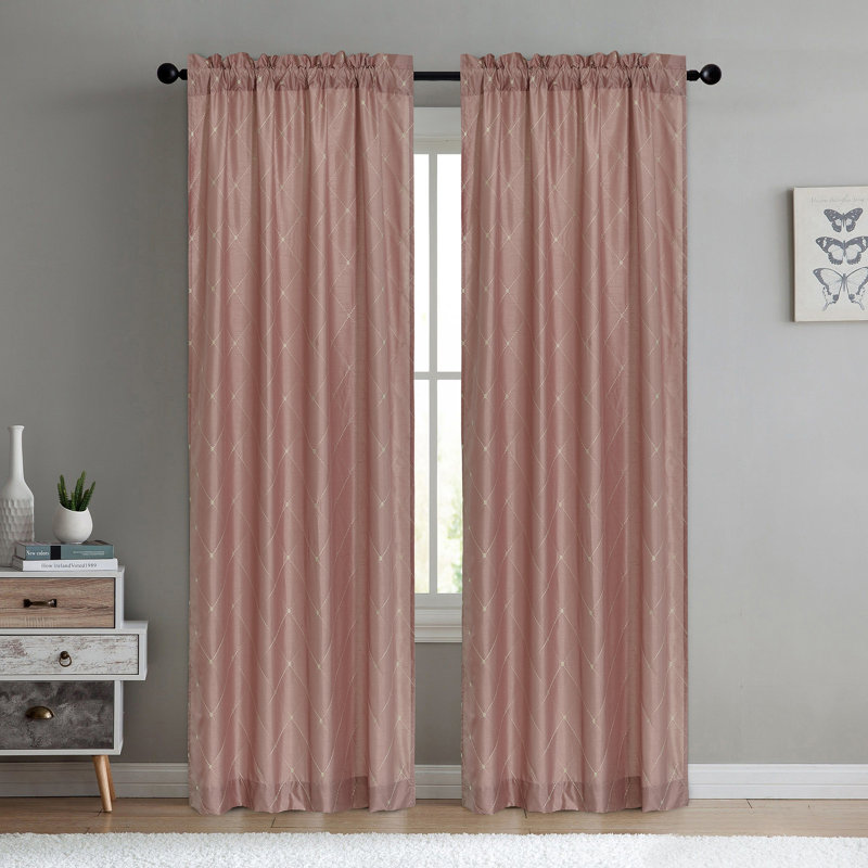 Curtain Pair, Silver Pink, 60" W x 96" L