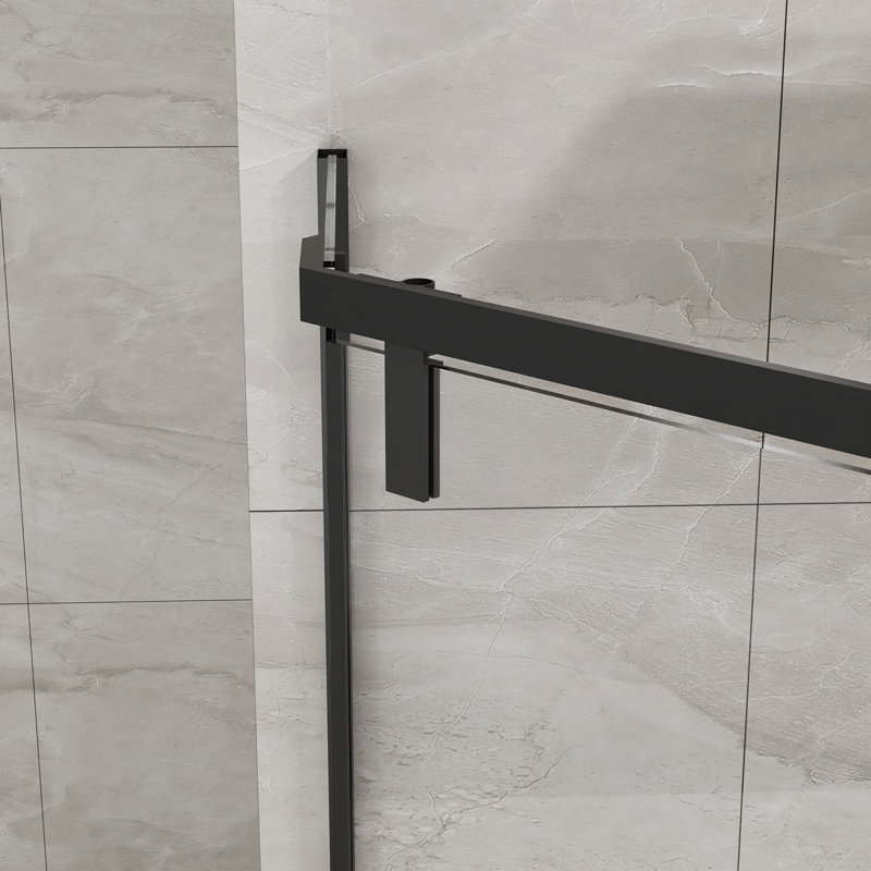 36 In. D X 36 In. W X 72 In.H Corner Frameless Shower Door, Black