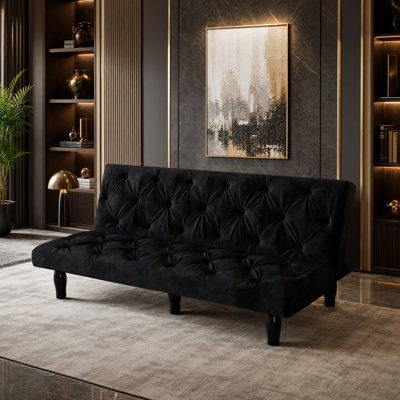 Tufted Velvet Convertible Armless Sofa