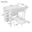 Lit double superposé au dessus d'un lit double avec bureau avec DEL-610542850