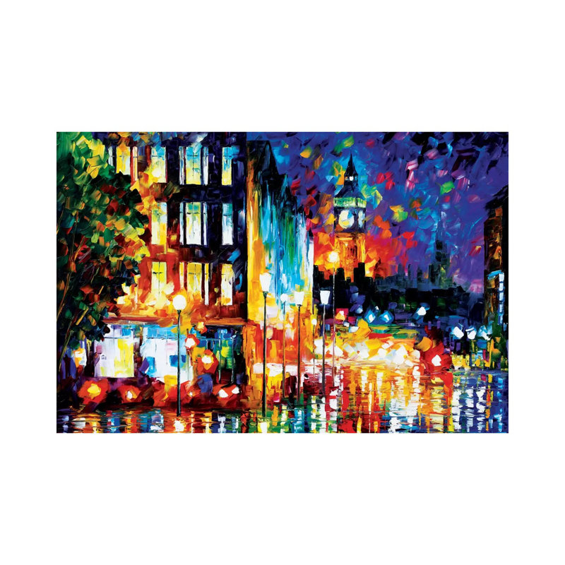 «London's Lights» par Leonid Afremov, reproduction d'art sur toile tendue, H 8 po x l 12 po x P 0,75 po, Toile tendue