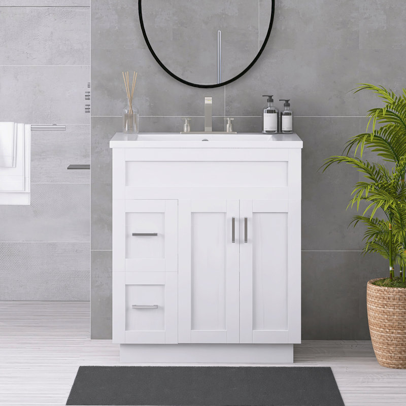 Morden 30 po Meuble-lavabo autoportant blanc avec lavabo en résine