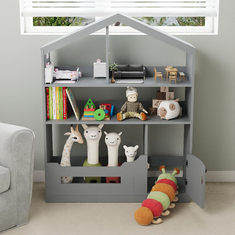 Bibliothèque pour enfants, rangement pour jouets, bibliothèque pour enfants en bois avec capteur de mouvement, bibliothèque pour maison de poupée