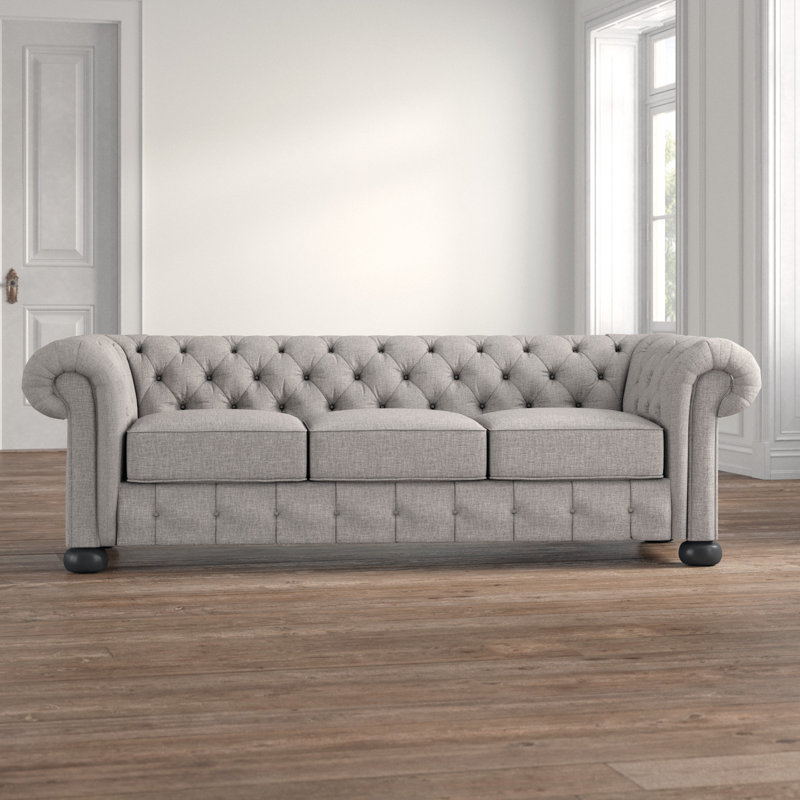 Dunn Upholstered 91.34'' Sofa, Pewter Grey Linen