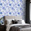 Rouleau de papier peint pelez et collez, amovible, de style chinoiserie, pivoines d'oiseaux, couleur bleue, l 23,6 po x H 118 po