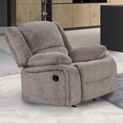 Manuel de style transitionnel avec fonction de fauteuil inclinable avec accoudoirs coussinés et finition moka