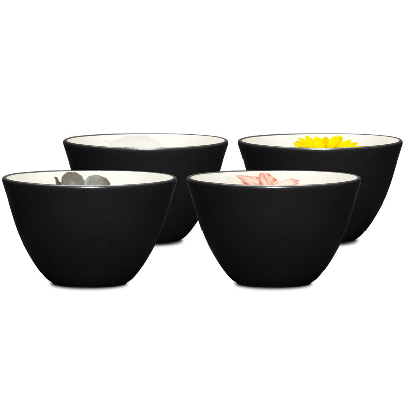 Noritake Colorwave 4", 7 oz. Floral Mini Bowls, Graphite