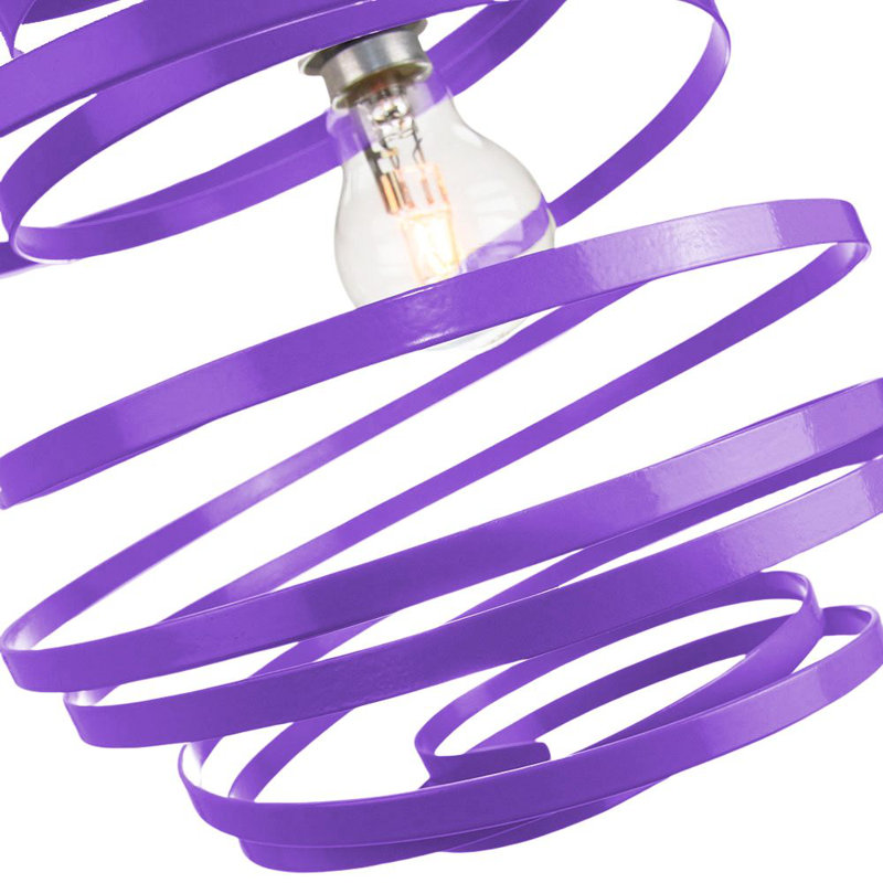 Contemporary Gloss Double Ribbon Spiral Swirl Ceiling Light Pendant, Purple