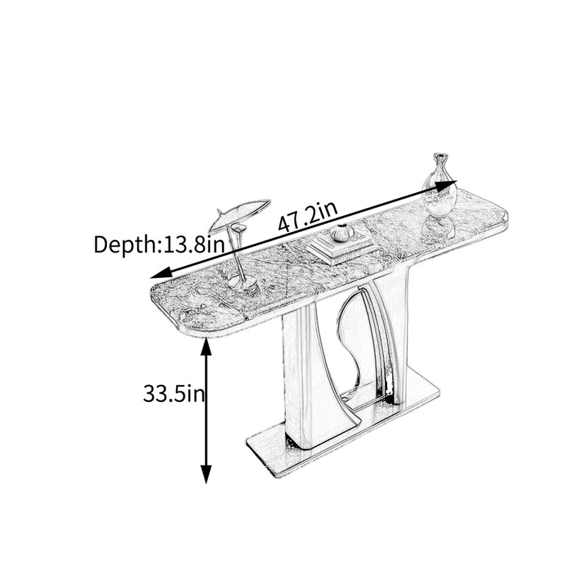 Luxury Entry way Console, 33.5" H x 47.2" W x 13.8" D, White