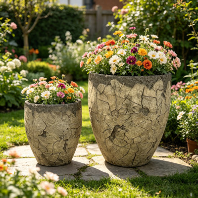 Grandes jardinières rondes, ensemble de 2