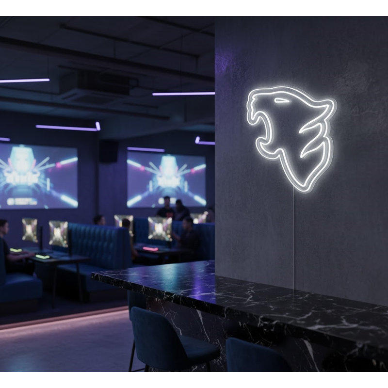  | Enseigne néon Bull Head | Fabriqué avec un éclairage blanc de haute qualité en utilisant des tubes néon flexibles durables pour une luminosité uniforme et une lueur durable pour améliorer tout espace | 25 x 23.jp | Blanc