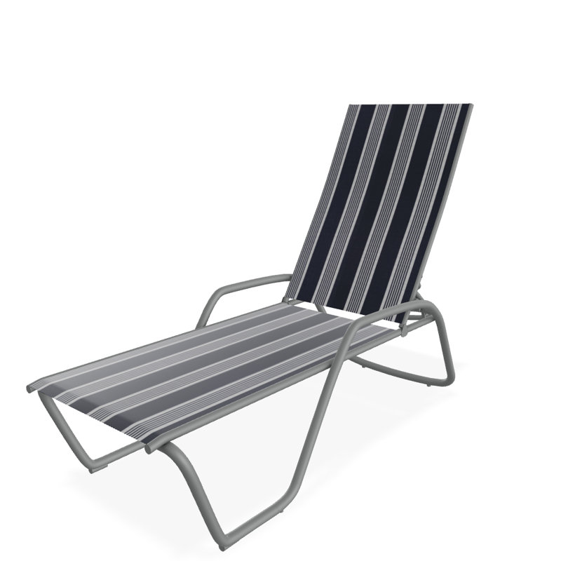 Outdoor Rust-Resistant Metal Chaise Lounge, Textured Graphite, Night