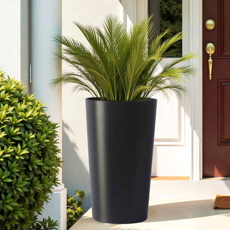 Ensemble de 2 pots de fleurs de 21,7 po de hauteur pour plantes d'extérieur Jardinière carrée de style moderne, Noir
