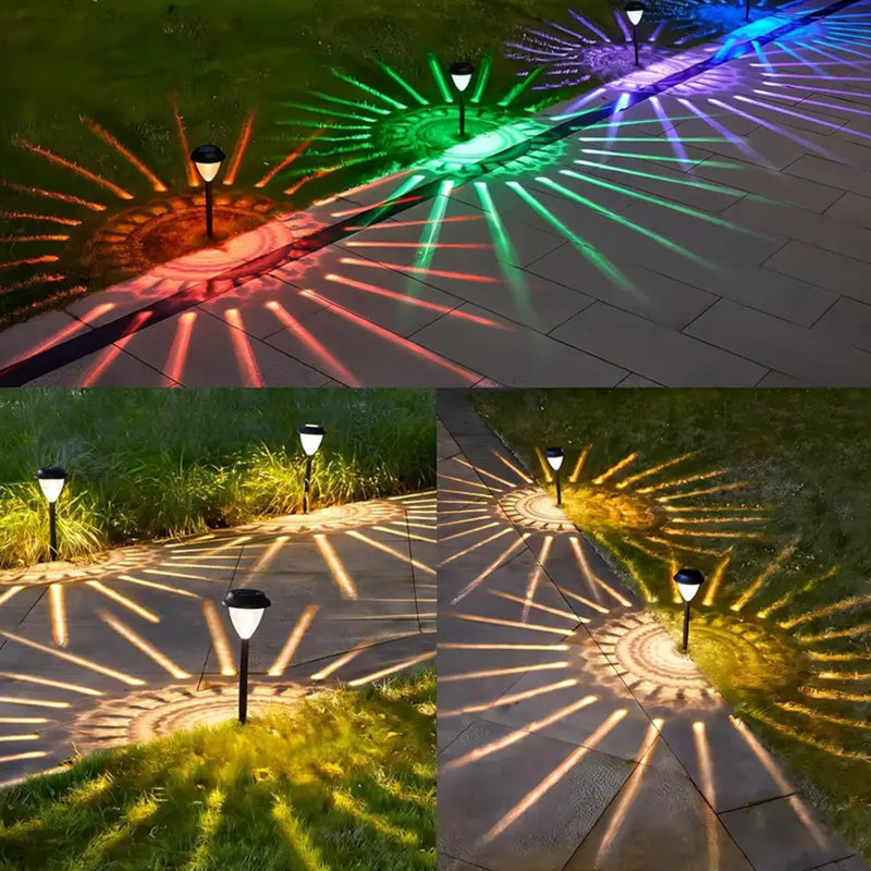 Ensemble de lumières de sentier à DEL intégrées à énergie solaire noire à basse tension, Jaune