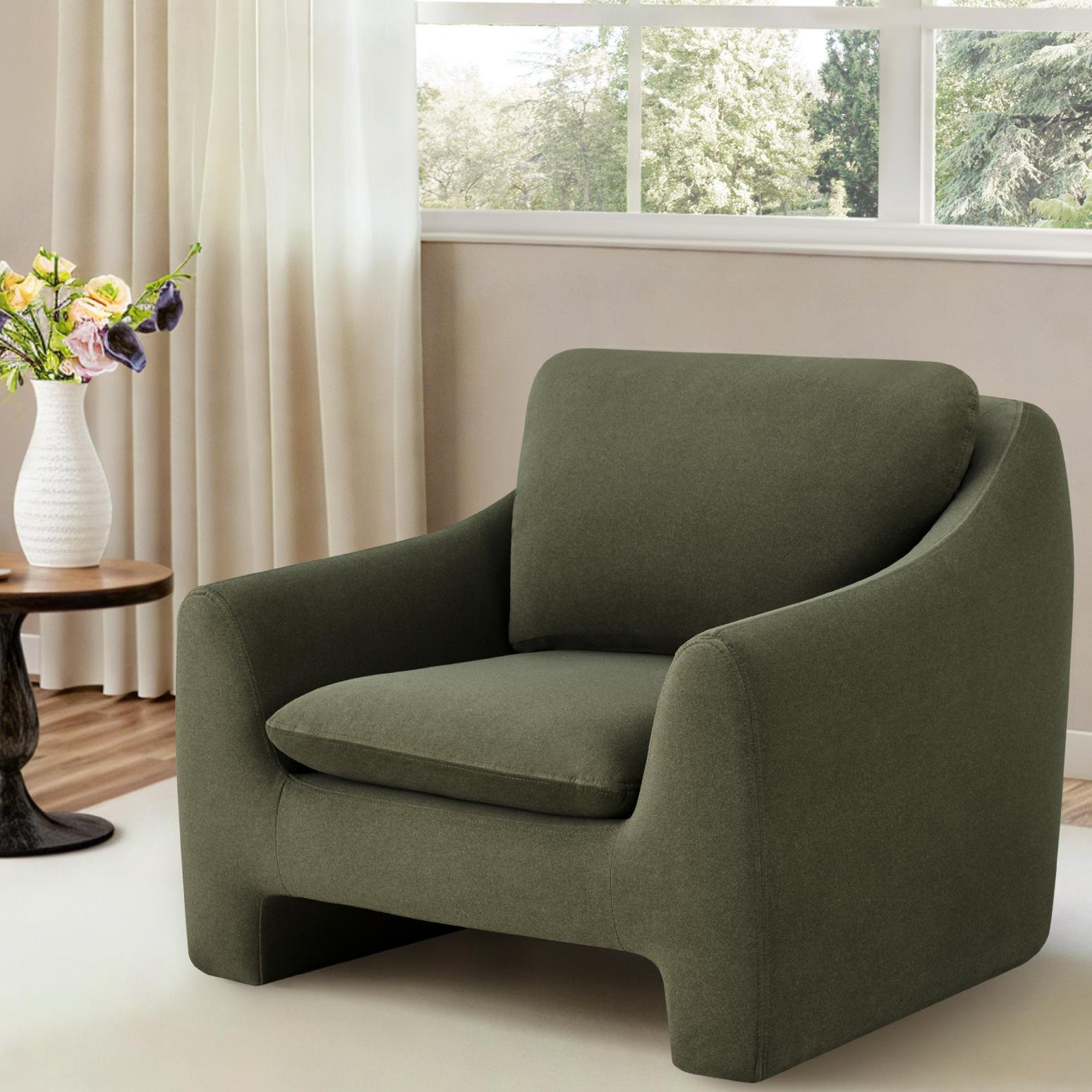 Elodie Pine Armchair, Vesper Forest Velvet
