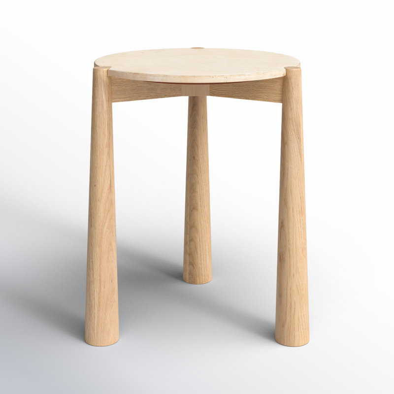 Elliott Carver Side Table, Natural Oak Top/ Natural Oak Base