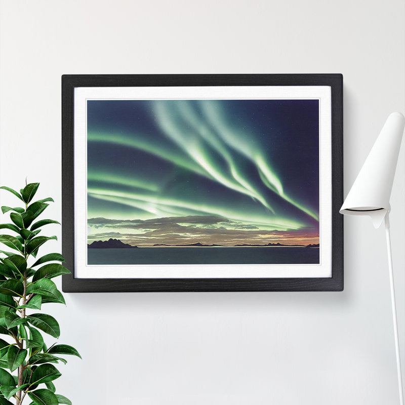 Showstopping Northern Lights - Single Picture Frame Print, 46cm H x 64cm W x 2cm D, Black