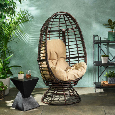 Fauteuil à œufs pivotant confortable - Finition tissée - Édredons P 28,22 po x H 57,09 po, l 29,85 po