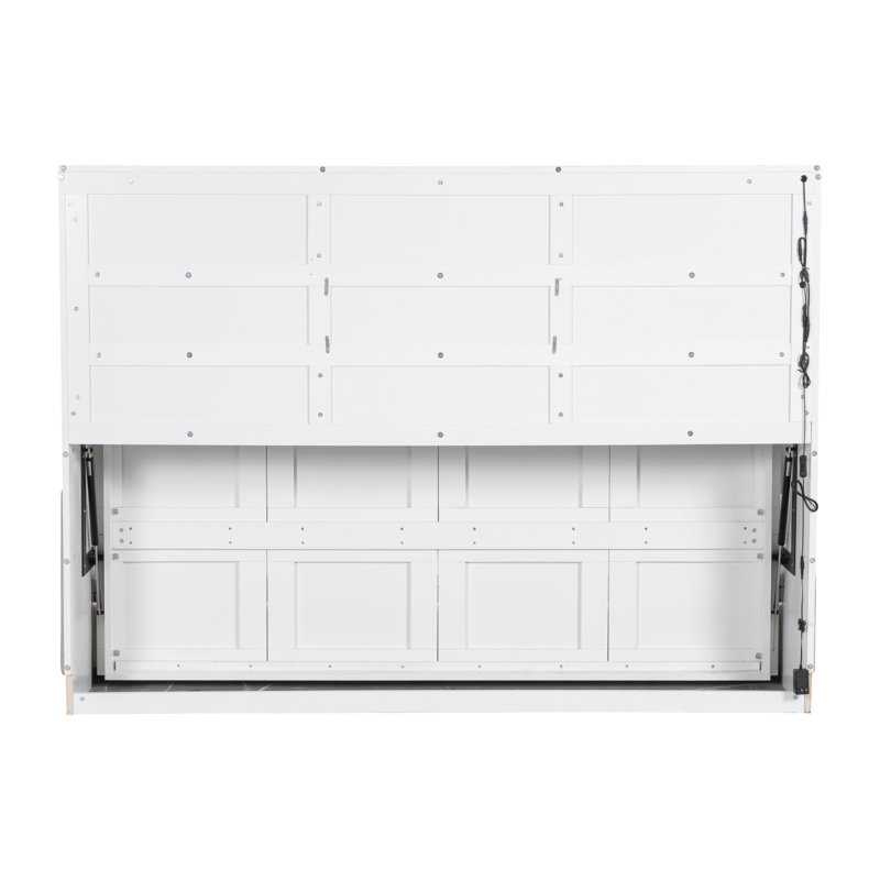 Lit escamotable avec canapé escamotable Murphy, tablettes de rangement intégrées et éclairage DEL, Double