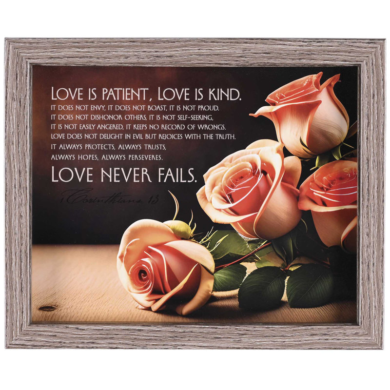 Art encadré «Love Never Fails» 10 x 8