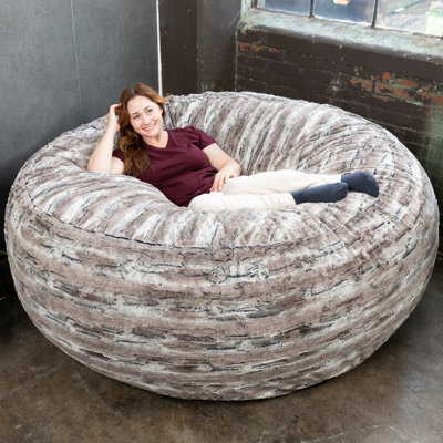 Saxx 6 Foot Giant Bean Bag Chair For Adults - Luxe Faux Fox Fur
