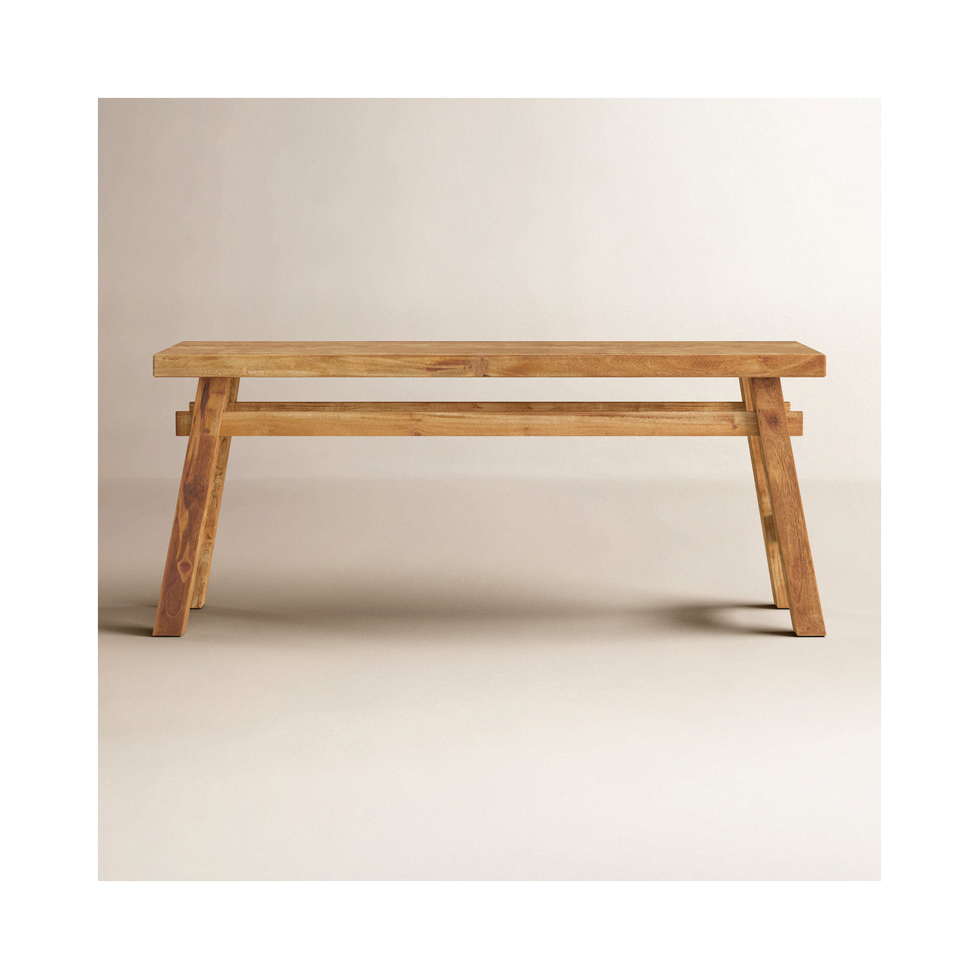 Milani Brown Wood Handmade Distressed Bench with High Trestle Legs 47" x 12" x 21"