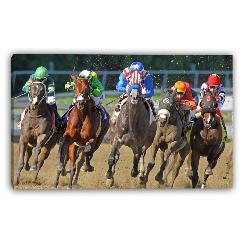 Art sur toile Fury of the Racetrack - Dynamic Horse Racing, H 27,5 po x l 45 po