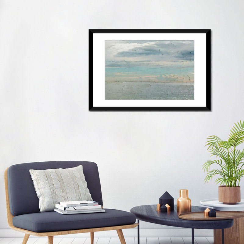 " Calm Waters " by Irena Orlov, 24" H x 32" W x 1" D, Black Framed Paper, White